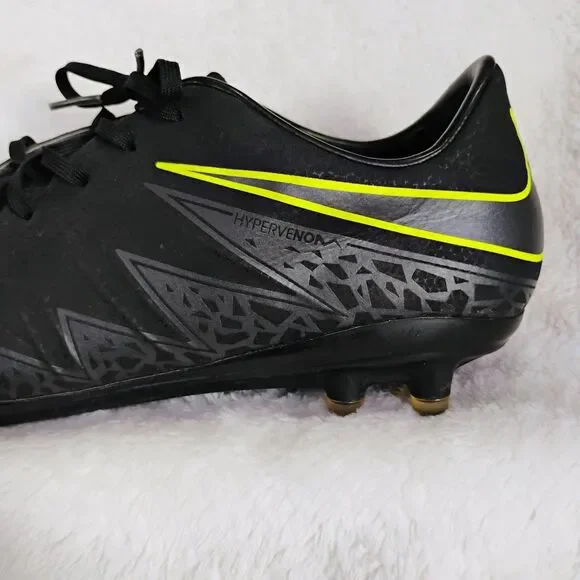 Nike Hypervenom Phelon II FG Soccer Cleats Black Neon Yellow 749893-001 Size 8.5 - Picture 4 of 16